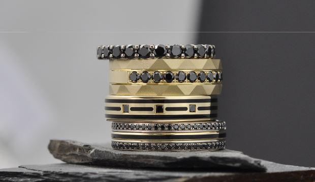 Bagues Eclipse pour homme — Bagues pour homme avec diamants noirs | acredo