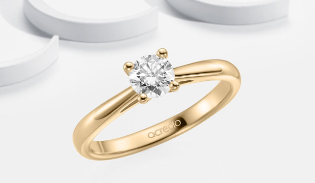 Bagues de fiançailles en or rose avec diamant | acredo