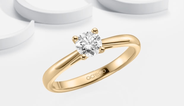 Bagues de fiançailles en or rose avec diamant | acredo