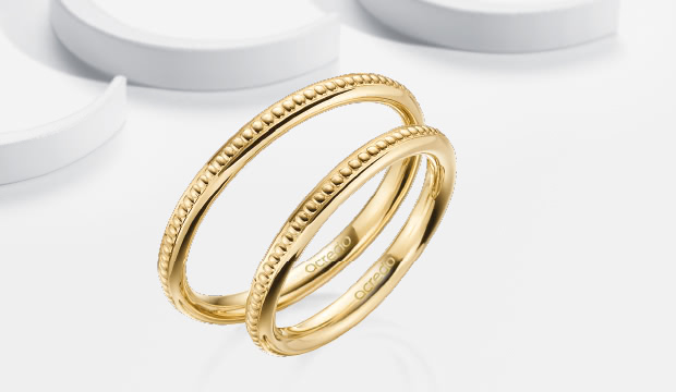 Anneaux de mariage vintage avec rail perlé millegrain
